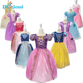 Image of GHY1 DC Cloud Girls Rapunzel Princess Dress Up Children Dresses Summer Snow White Cosplay Costumes Sleeping Beauty Aurora Frocks For Kids