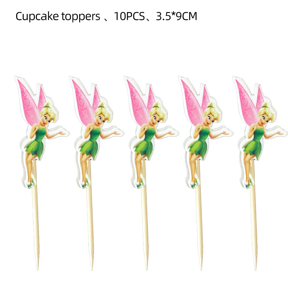 Image of softcloud disney tinkerbell pequeño hada tema feliz cumpleaños decoración conjunto banderas ballon pequeño hadas tema fiesta suministros niños niños favores de cumpleaños #8
