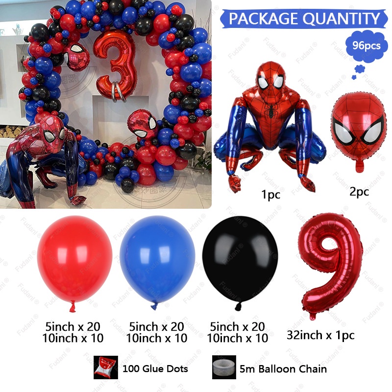 96 Piezas Spiderman Iron Man Superman 3D Foil Globos Niños Cumpleaños Rojo  Y Azul Guirnalda Kit De Arco Decoraciones De Fiesta Temáticas De Niñas  Regalos P | Shopee Colombia