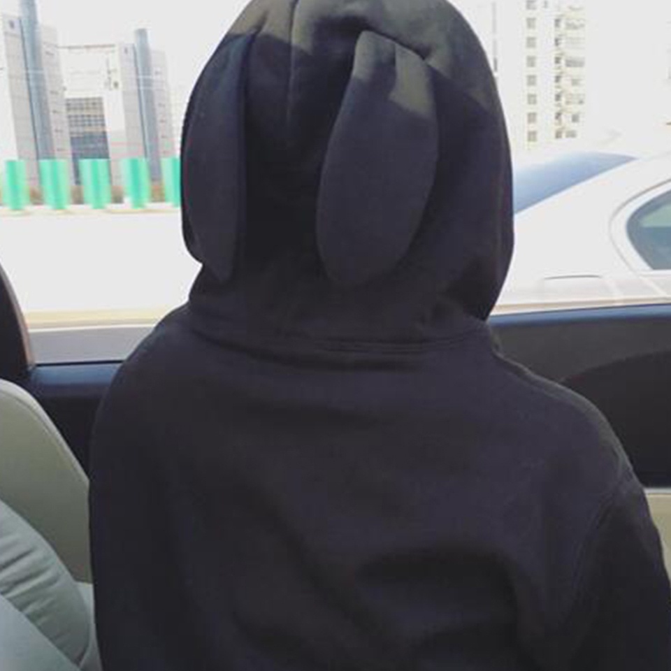 Image of  Conejo Oreja Sudadera Liso De Gran Tamaño Con Capucha Vestido Túnica De Manga Larga Mujeres Poleron Mujer 2020 Canguro Poeta Bo #4