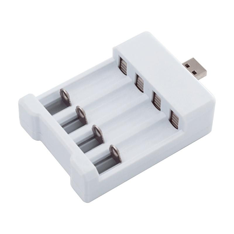 Blanco Cargador de batería para baterías AA AAA Cargador de batería de 4 Puertos con Enchufe USB Accesorios para Herramientas eléctricas universales 