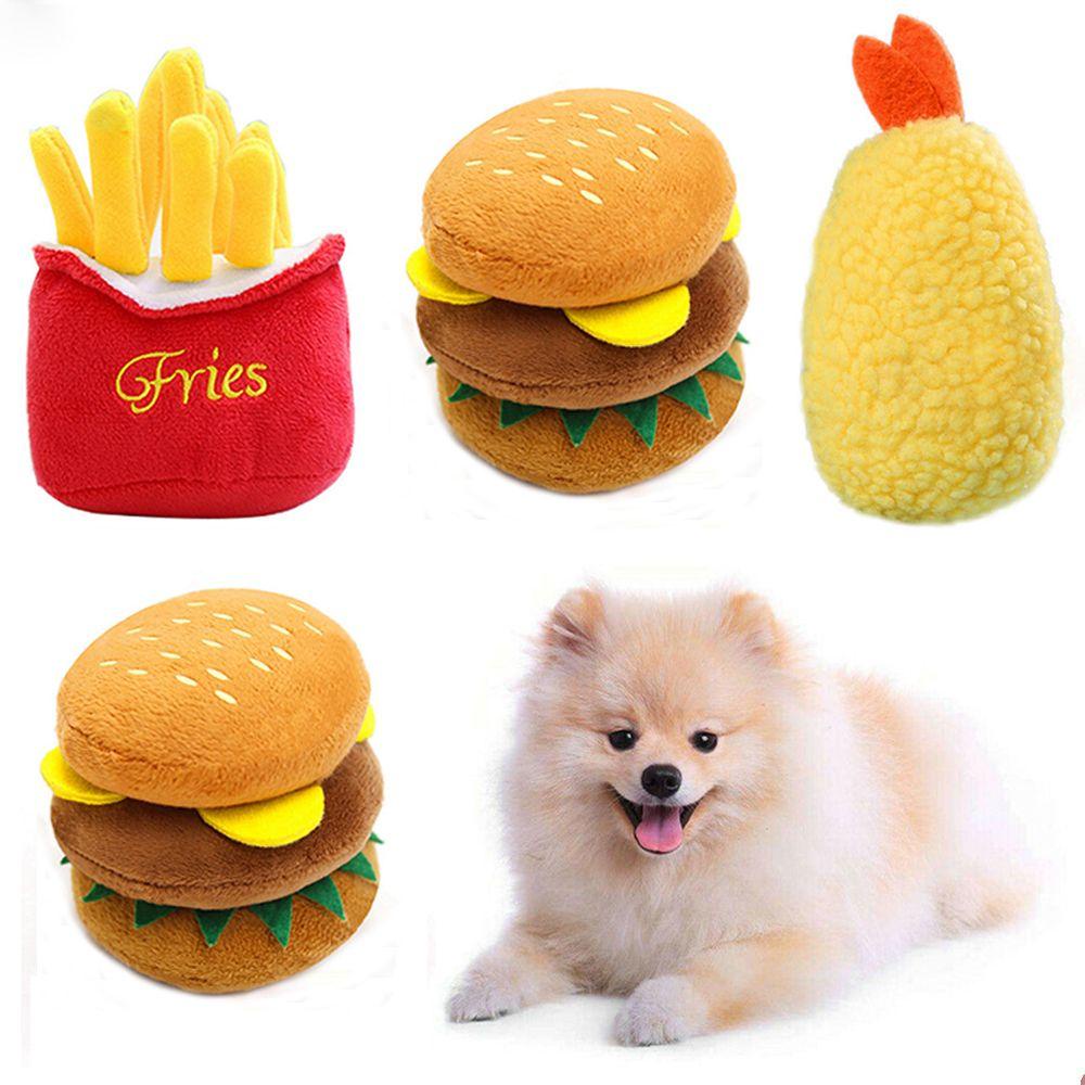 Pet Hamburger Chew Toy Shaped Food Squeaky Dog Puppy 1 Pc Colour 在庫一掃売り