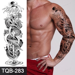 Image of thu nhỏ Tatuaje De Pierna De Muslo Grande Para Mujer Adultos Hombres De Brazo Completo Manga Lobo Dragón Tótem Diseños Impermeables Tatuajes Temporales #4
