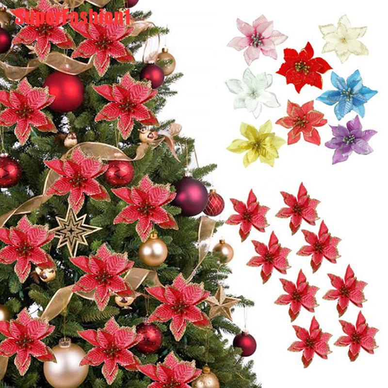 SF 10 pzs flores artificiales de navidad/flores falsas/decoraciones de árbol  de navidad | Shopee Colombia