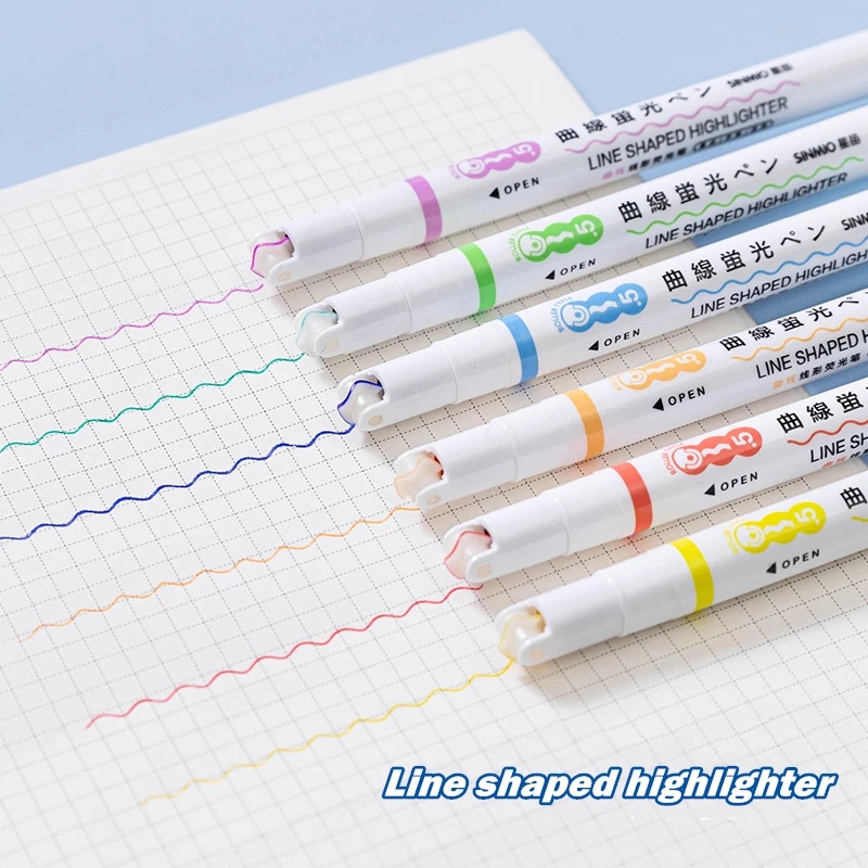 Línea De Curvas Resaltador De Ondulado Rodillo De Varios Colores Punta De  Onda En Forma De Marcador Papelería De La Escuela De Mano Cuenta | Shopee  Colombia