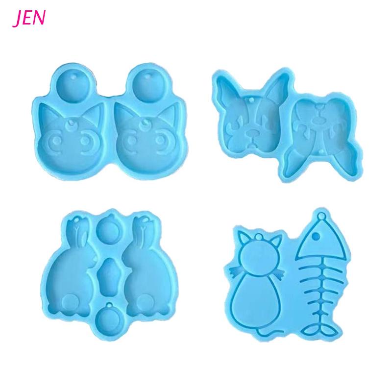 JEN Lindo Gato Pez Conejo Pendientes Molde DIY Colgante Joyería Resina Epoxi De Fabricación