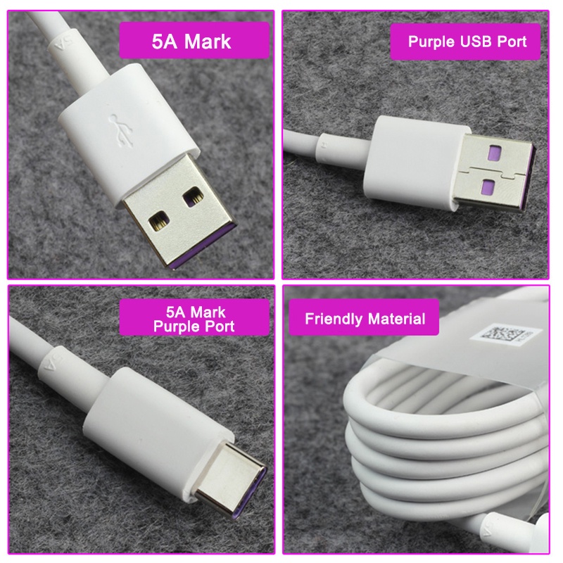 Image of Original Huawei 5A Tipo C Cable USB Super Cargador De Carga Rápida Para P40 P30 Pro Lite Mate 20 30 RS #2