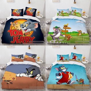 Image of AG Juego De Ropa De Cama 3 En 1 De Tom Y Jerry De Dibujos Animados Funda De Edredón Para El Hogar Dormitorio Lavable Traje Cómodo a