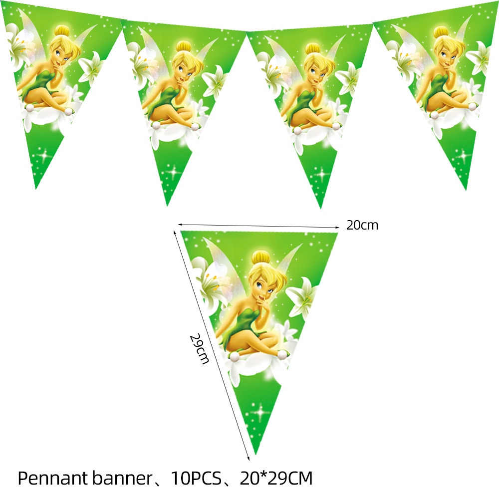 Image of softcloud disney tinkerbell pequeño hada tema feliz cumpleaños decoración conjunto banderas ballon pequeño hadas tema fiesta suministros niños niños favores de cumpleaños #6