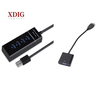 HDMI A VGA Macho RGB Hembra Convertidor De Vídeo Adaptador Cable Con Concentrador USB 3.0 De 4 Puertos #4
