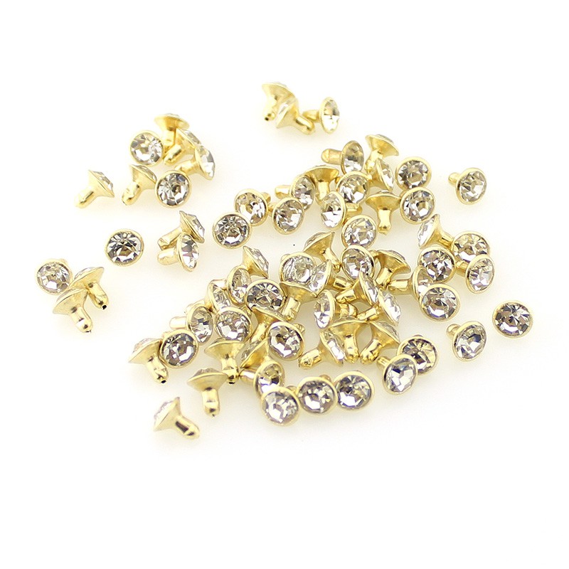 100Pcs Studs de diamantes de imitación 6mm-Plata remaches de cristal Rhinestone Diamond Spikes Remaches para cuero/cinturón/bolso Decoración de cuero 
