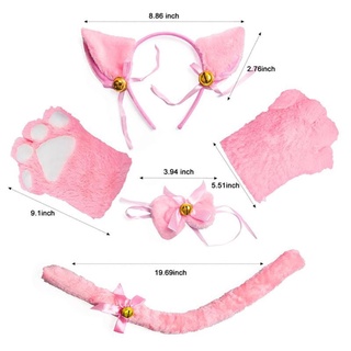 Image of thu nhỏ EST Women Lady Cat Kitty Maid Cosplay Costume Set Plush Ear Bell Headband Bowknot Collar Choker Tail Paws Gloves Anime Props #1