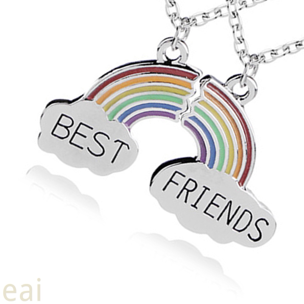Forbestest 2 PC/sistema de colores del arco iris de los mejores amigos rompecabezas collar colgante buena amistad joyería de regalo de Navidad de Eslabones 