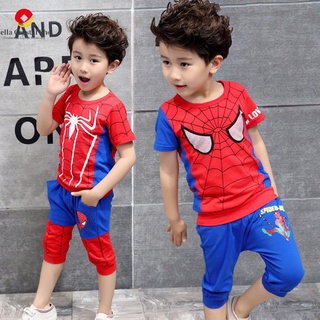 Image of OV4W Ready Stock High Quality Spiderman Clothes Cotton Boy's Suit Kids Two-piece spiderman clothes kids Cosplay costume