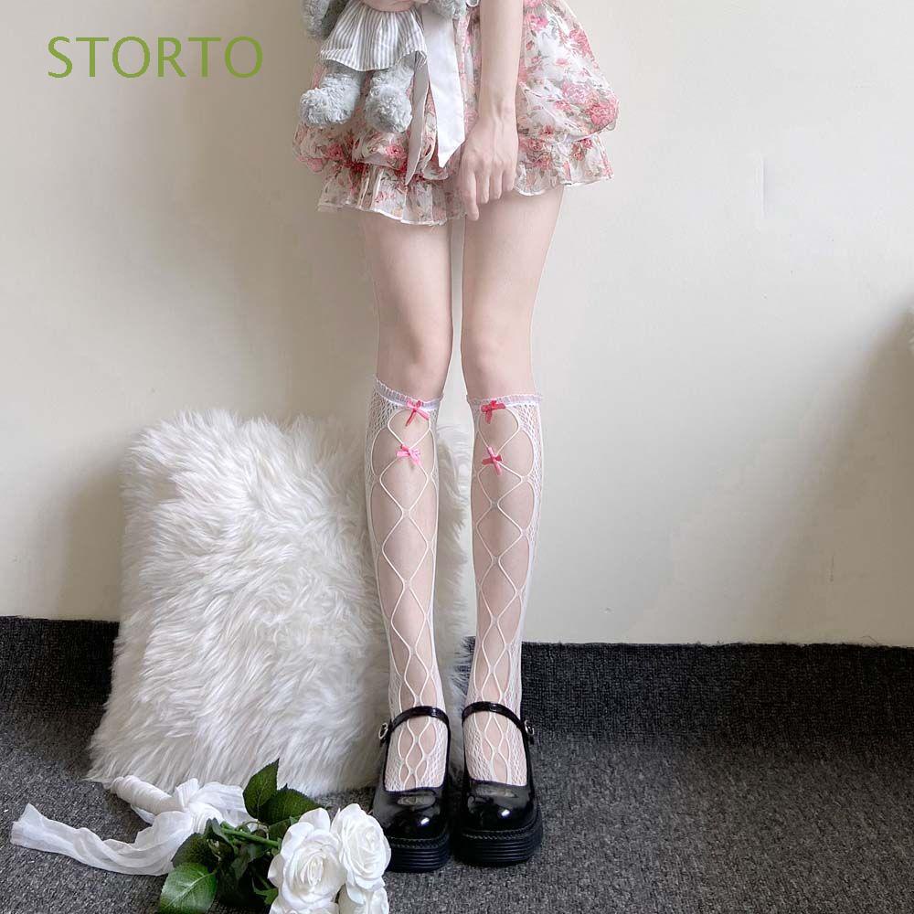 storto único calcetines de pantorrilla dulce medias de red calcetines de  rodilla mujeres lolita hueco kawaii flocado bowknot niñas anime  hosiery/multicolor | Shopee Colombia