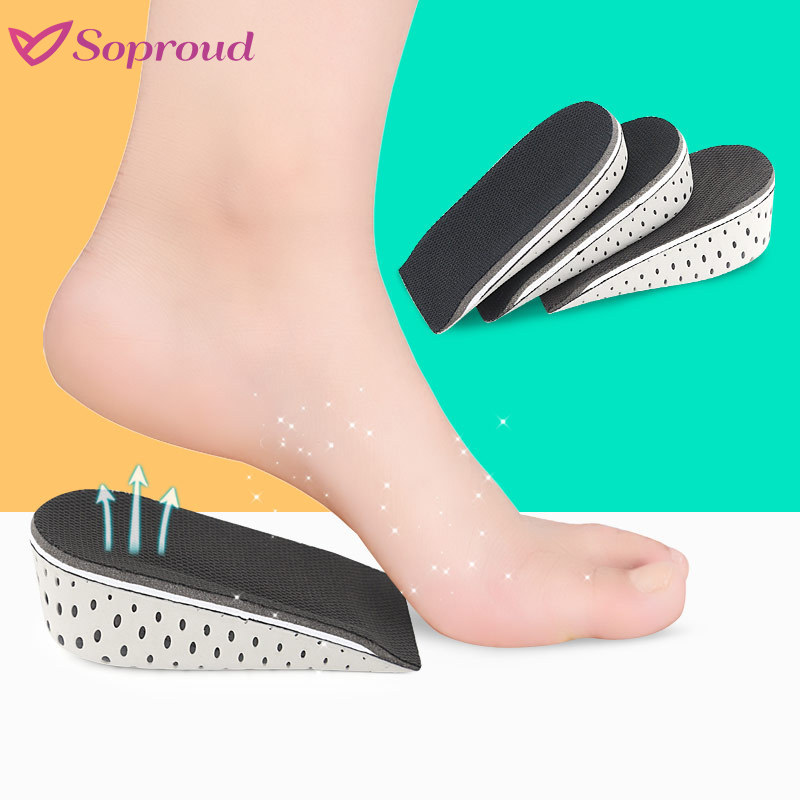 1 par plantillas transpirables para la altura de la mitad de la plantilla, las plantillas de zapatos deportivos, el aumento del talón, la almohadilla para zapatos, soporte de arco, suela