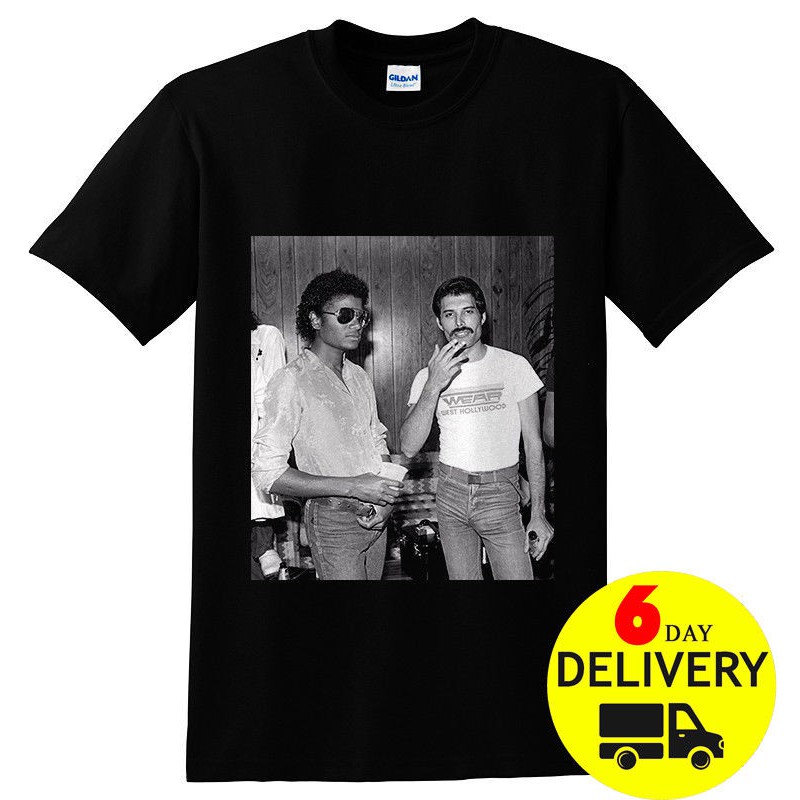 Camiseta Negra Michael Jackson And Freddie Mercury Vintage Para Hombres Día  Del Padre Negro | Shopee Colombia