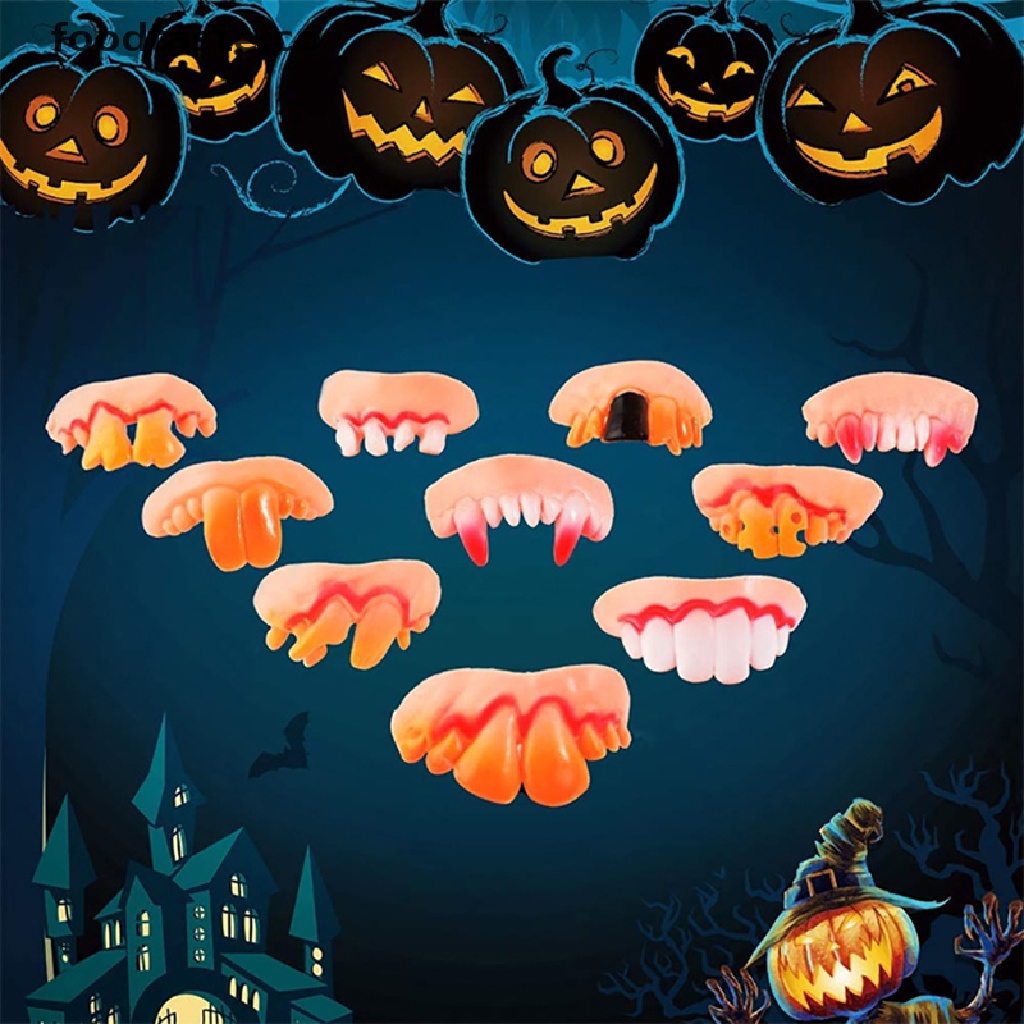 co 10 pzs dientes de dentadura de vampiro falsos divertidos para decoración  de halloween | Shopee Colombia