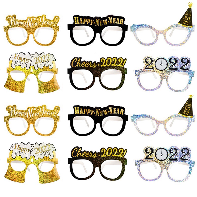 BESCH Gafas de Año Nuevo 2022 Gafas de Novedad para Año Nuevo 2022 Decoraciones de Fiesta de Año Nuevo 