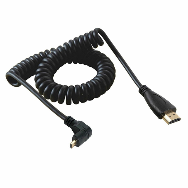 90 Degree Spring Extension HDMI Cable Micro-HDMI to HDMI Male HDTV Cable for Tablet & Camera UP