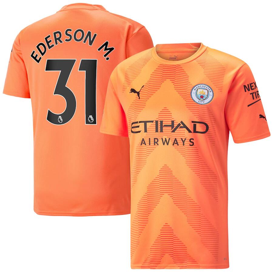 Manga Corta Camiseta de Portero del Manchester City Temporada 2022/23 Naranja Hombre 