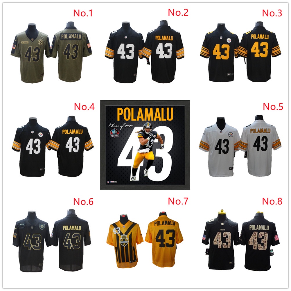 8 Estilo NFL Pittsburgh Steelers Troy Polamalu Número 43 Jersey De Manga  Corta Ropa Deportiva Para Hombre | Shopee Colombia