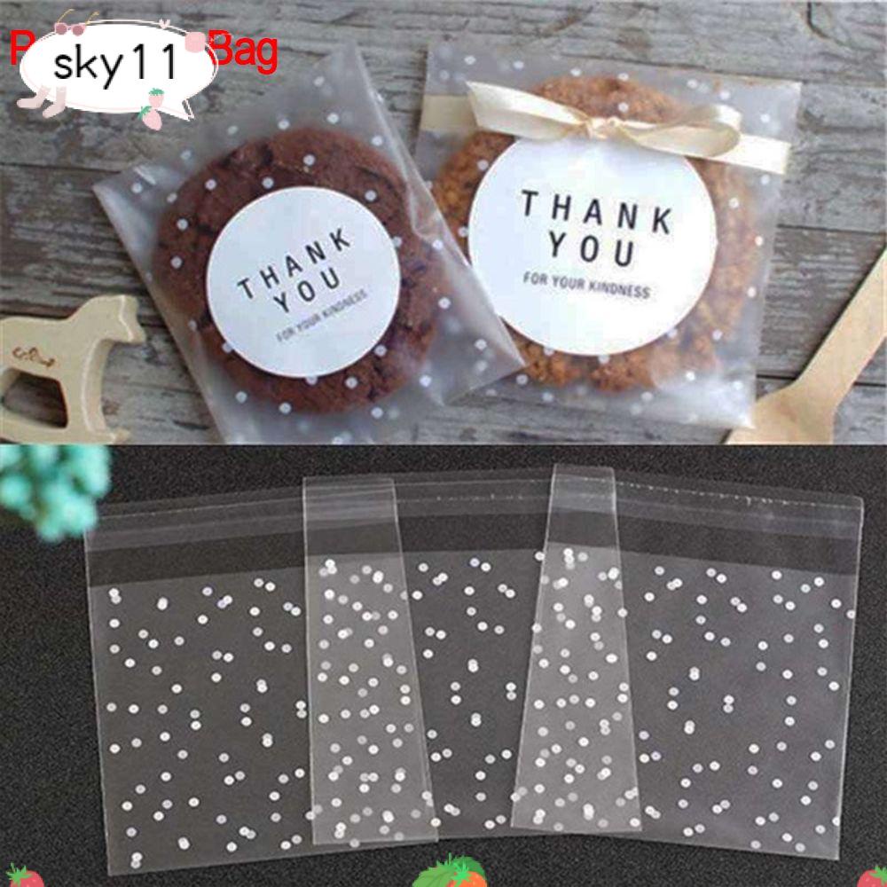 100 piezas de papel esmerilado de lunares para hornear bolsas de alimentos Bolsa de dulces autoadhesiva 10 x 10 cm