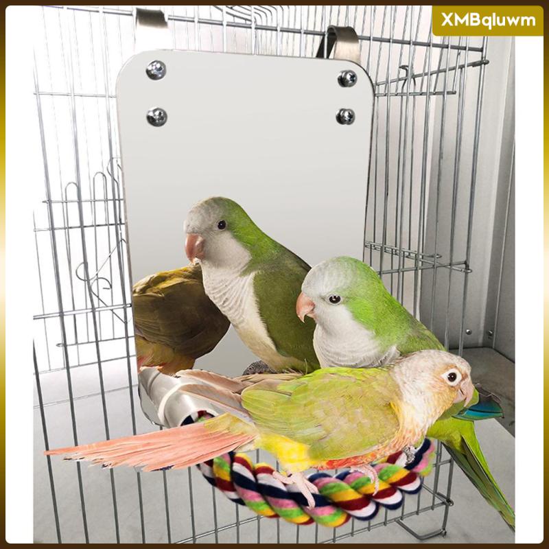 N\C Perch Parrot Stand Bird Mirror con Juguetes Y Pequeños Juguetes para Periquitos Y Mordeduras 
