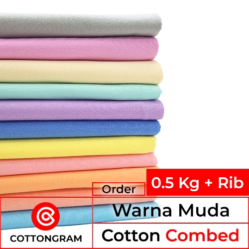 COTTON COMBED Cottongram camiseta Material de tela algodón peinado Premium  serie de Color claro 500 gramos y paquete Rib | Shopee Colombia