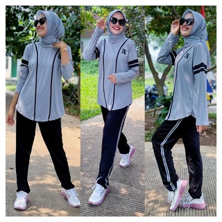 Licra Muslim traje de béisbol largo ceniza negra / camisa de gimnasia larga para aeróbicos y Fitness #9