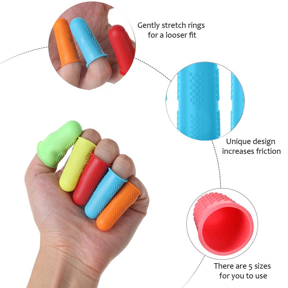 Tamaño libre azul dedal de goma Cubrededos de goma protector de costura de dedo 5 unidades protección de punta de dedo 