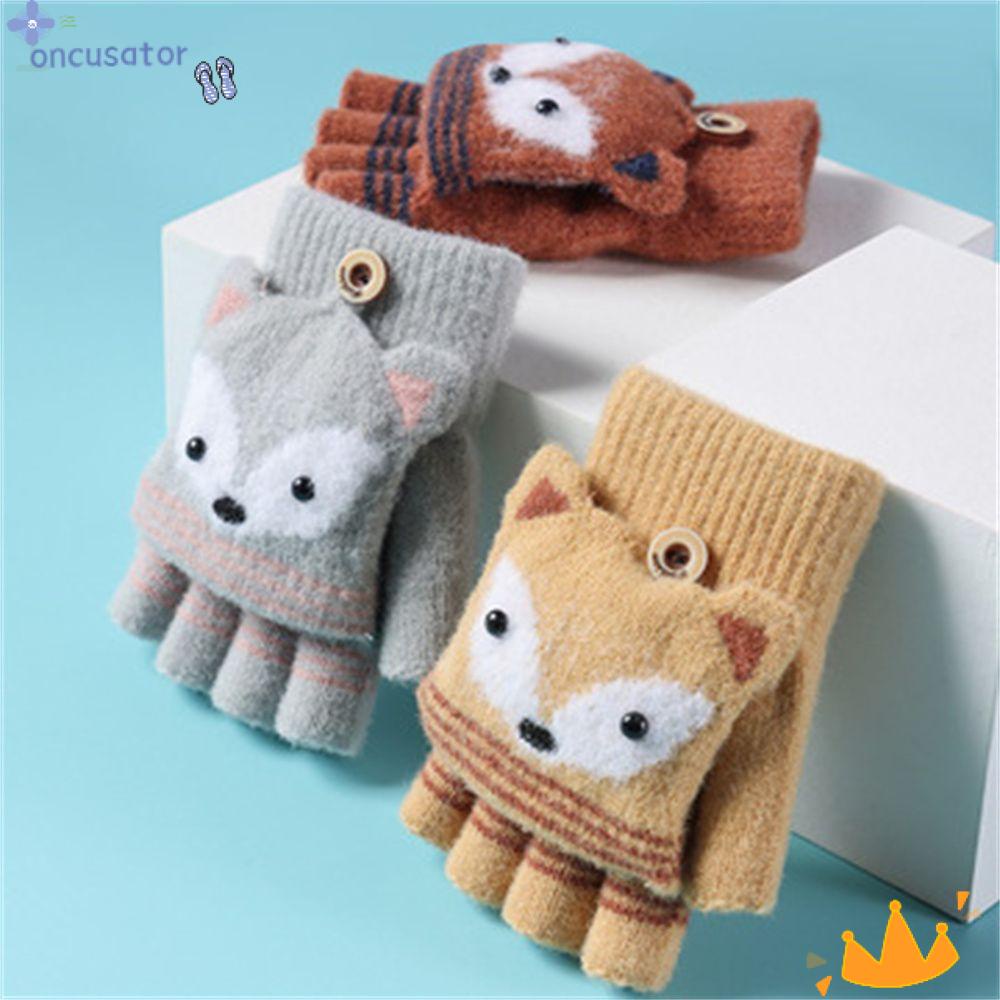 Guantes y manoplas para niños de 4 a 10 años guantes cálidos diseño de zorro guantes de invierno de lana 