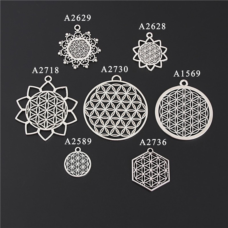 Charms 1 Pieza De Plata Antigua Flor De La Vida Círculo Encantos En De Geometría Sagrada Artesanía DIY | Shopee Colombia
