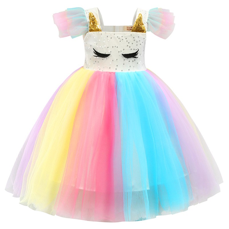 2020 Nuevo Vestido De Unicornio Elsa Para Niñas Bordado Bola Bebé Niña  Princesa Vestidos De Cumpleaños Para Disfraces De Fiesta Ropa Para Niños |  Shopee Colombia