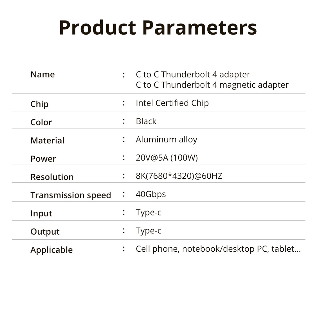 Image of Adaptador Fonken Thunderbolt 4 40Gbps USB C 8K @ 60Hz 100W 5A A Tipo Convertidor De Carga Rápida Mini De Datos #7