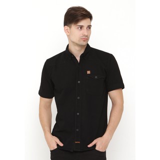 Jean camisa de los hombres liso negro Levis Casual camisa de los hombres de manga corta camisa de mezclilla Material CBR6 #8