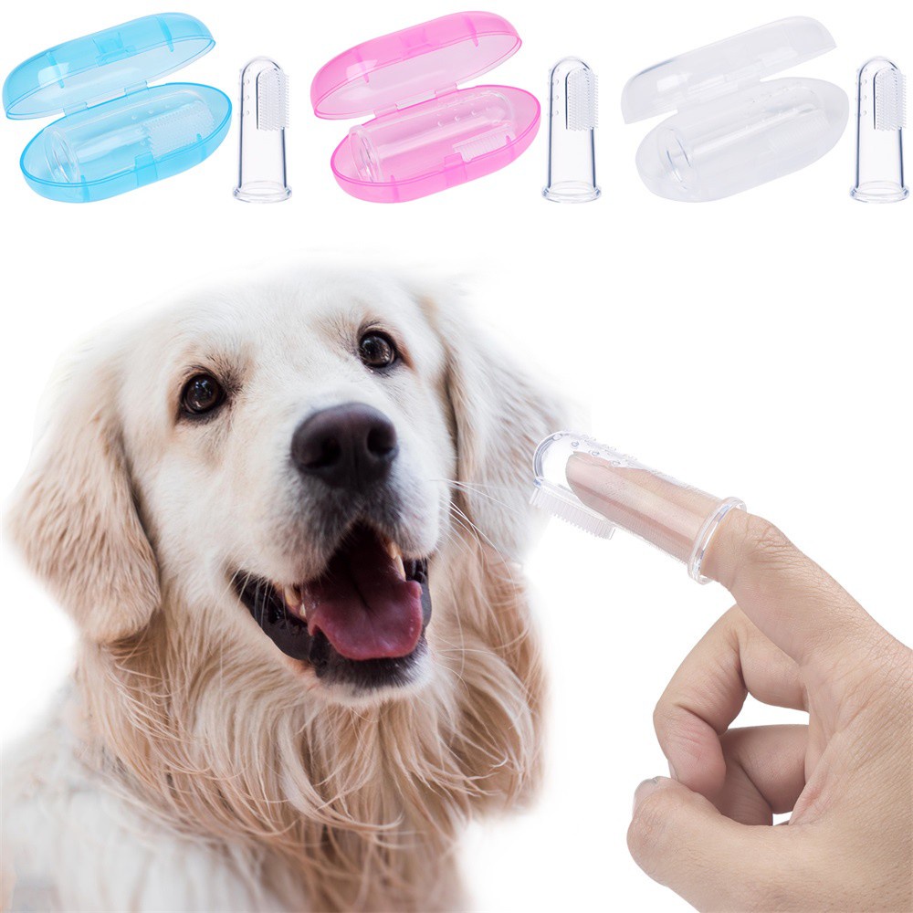 kit de cepillado de dientes para perros 4 pcs cepillo de dientes para perros de cuidado dental de 360 ° mezclado, 4 piezas limpieza de dientes Coomazy Cepillo de dientes de silicona para perros 