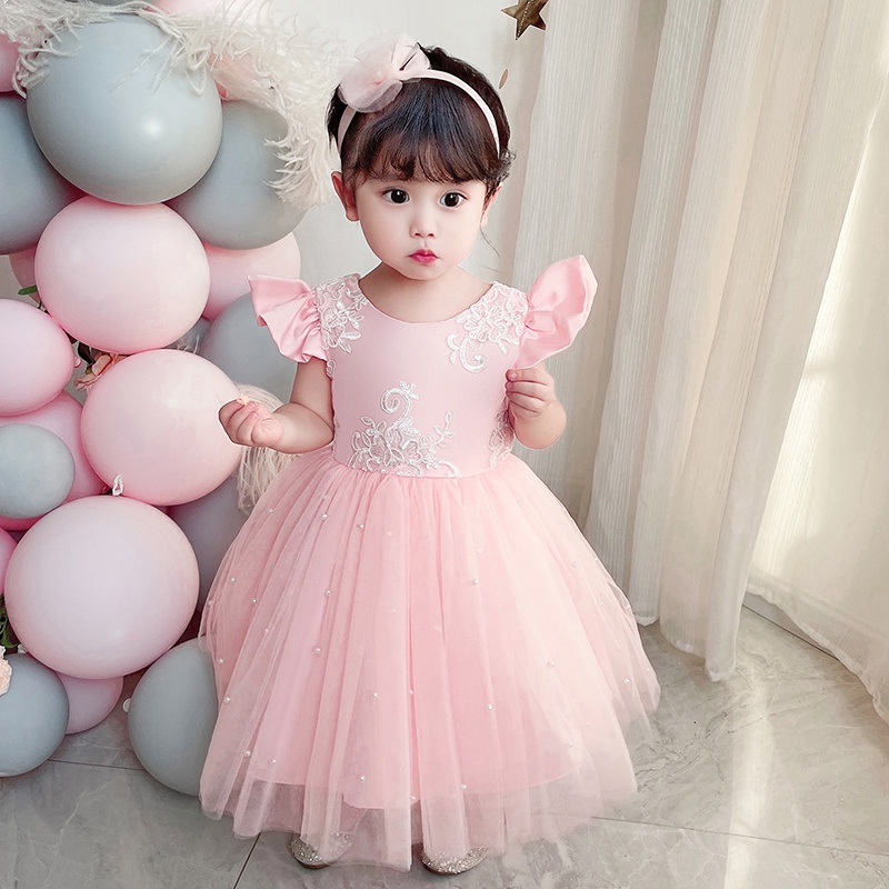 Vestido De cumpleaños para bebé recién niña 1 año bautizo niño Bordado tul Vestidos De boda Vestido De ropa para bebé | Shopee Colombia