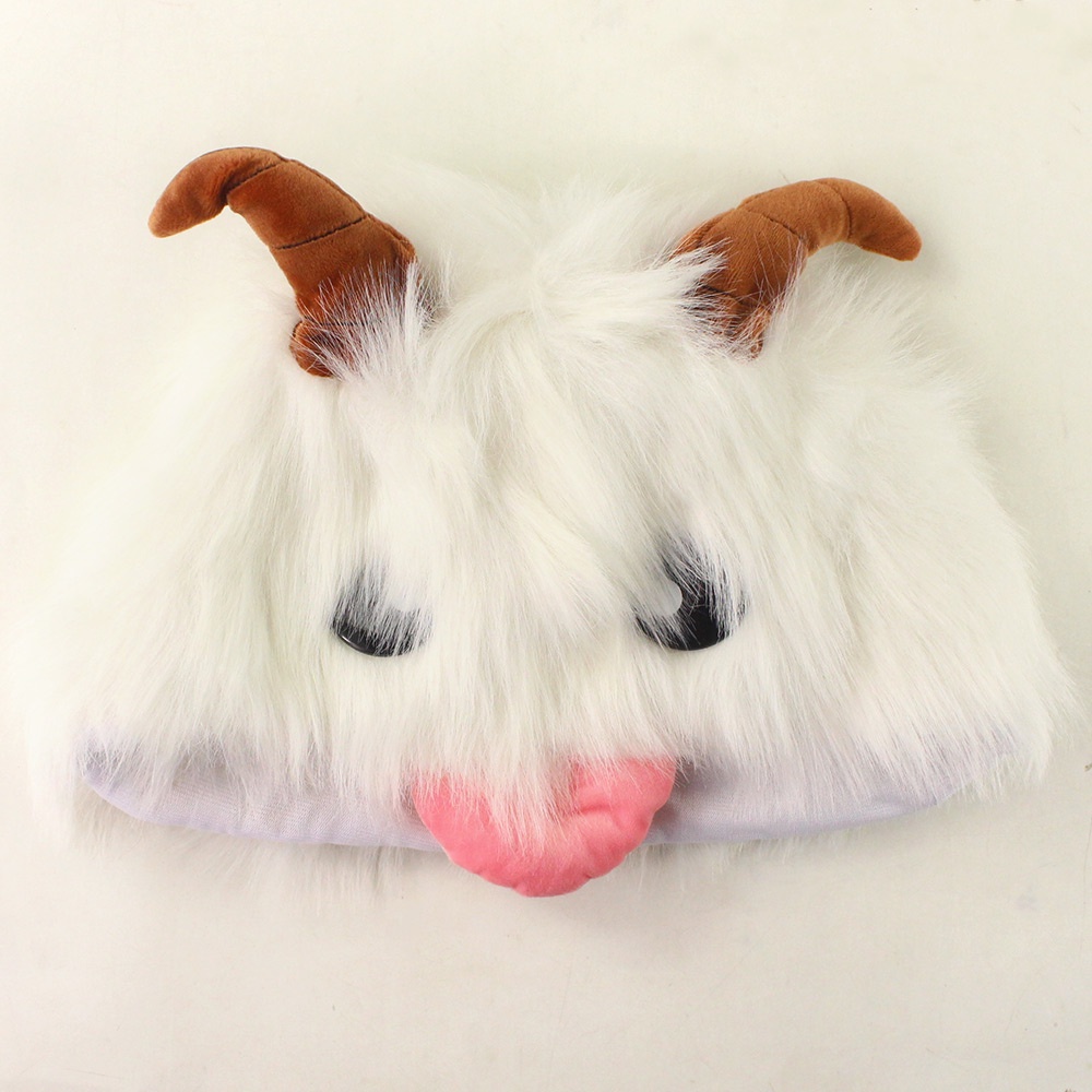 30cm MOBA Juego League of Legends poro Felpa Blanco Algodón Caliente Bordado Sombrero Beanie Cosplay Héroe Juegos Invierno Gorra #7