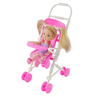 Cochecito De Carro Para Barbie Muñeca Muebles De Plástico Rosa #3