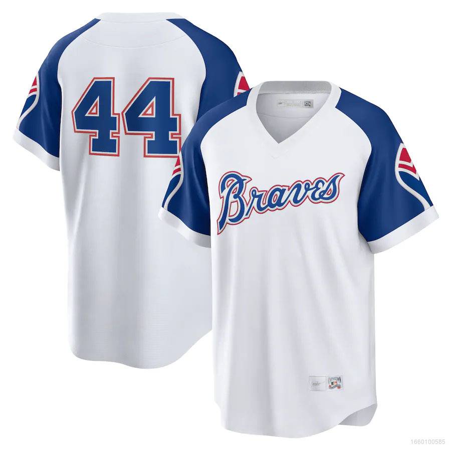 BSB Atlanta Braves Camisetas De Béisbol No . 44 Hank Aaron Jersey Sports Tee Versión De Jugador De Talla Grande Unisex a #3