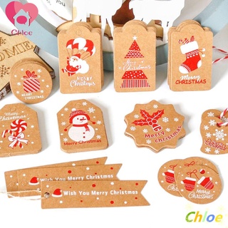 Image of CHLOE 50PCS Etiqueta De Navidad Alce Árbol Santa Claus Papel Kraft Decoración Etiquetas