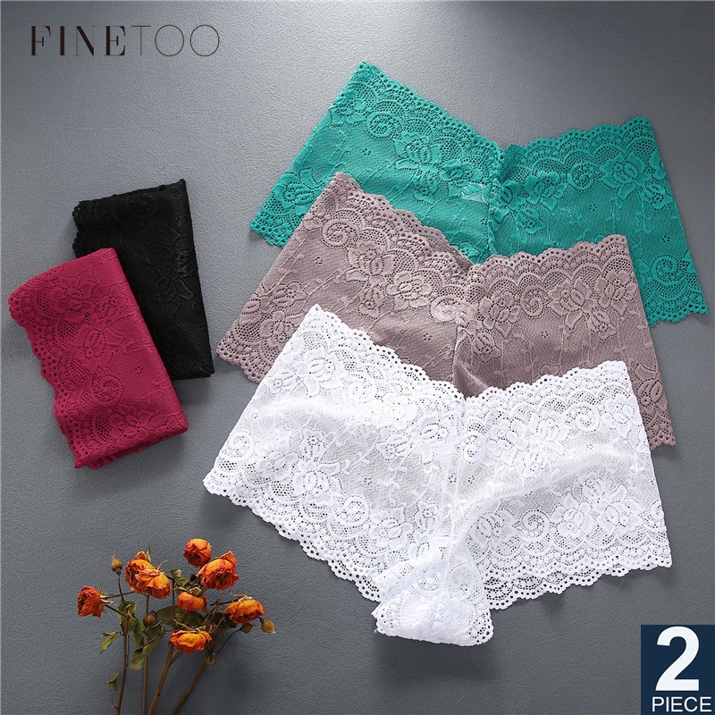 FINETOO 2 Unids/set Panty Cintura Alta Mujeres Floral Encaje Calzoncillos S-XL Ropa Interior Femenina Íntimos |