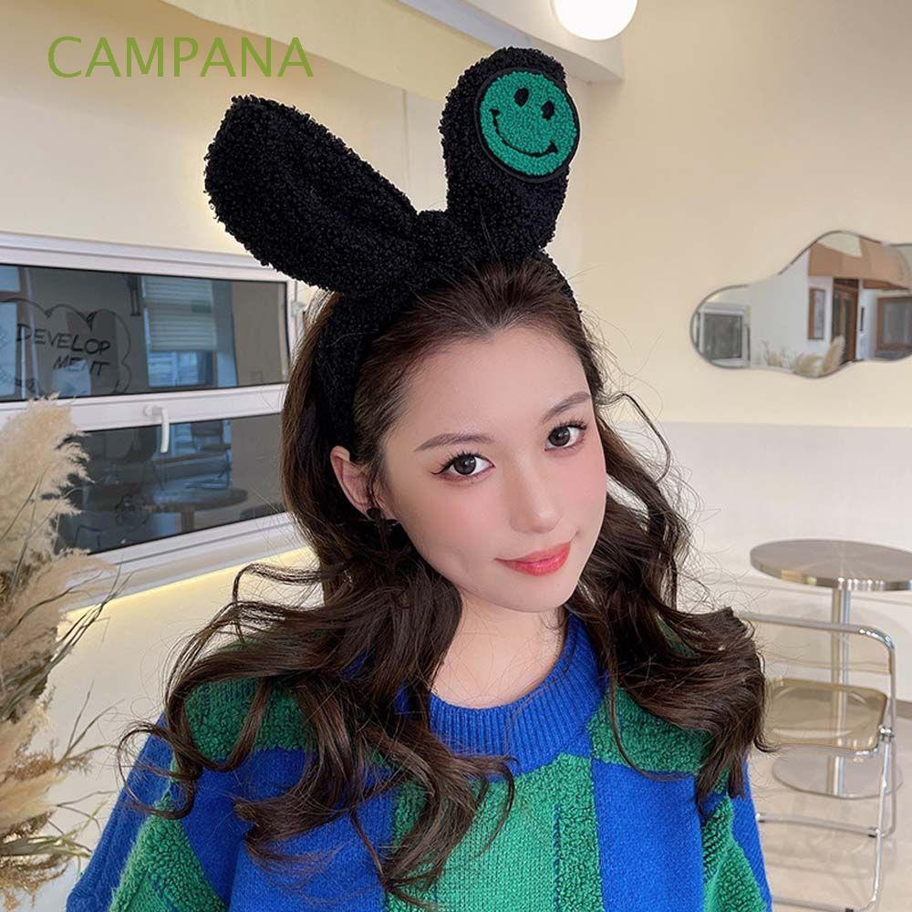CAMPANA Girls Plush Hair Bands Sweet Smiley Headband Bunny Ears Hair Hoop  Fluffy Hair Accessories Smiley Cute Black Rabbit Ears Korean Style/Multicolor  | Shopee Colombia