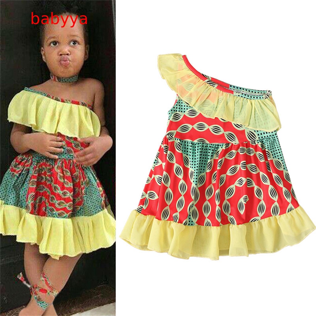 1-3T Ropa De Bebé Dashiki Vestido Fiesta Niños Niña Africana Niño Inclinado  Hombro Niñas Vestidos | Shopee Colombia