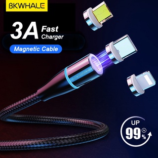 Image of BKWHALE 3A Cable De Carga Rápida 3 En 1 Micro USB/Tipo-C/IOS Cables De Datos Magnéticos Con Luz Led Para iPhone/android