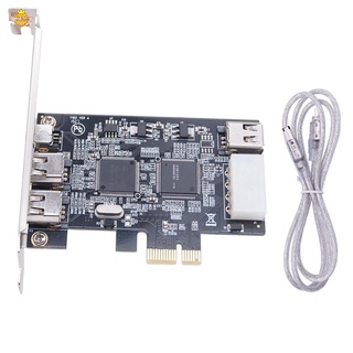Image of PCI-E 1X IEEE 1394A 4 Puertos (3 + 1) Adaptador De Tarjeta Firewire 1394 a PCIe Con 6 Pines 4 1394 Cable Para Escritorio