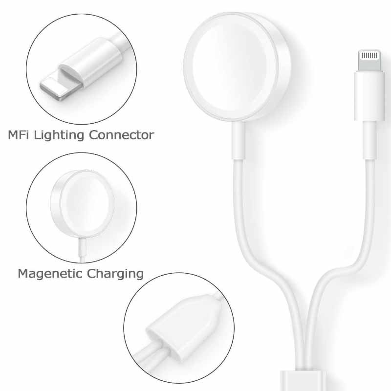 2 in 1 USB Magnetic Watch Charger Dock Charging Cable for iPhone iPod iPad iWatch