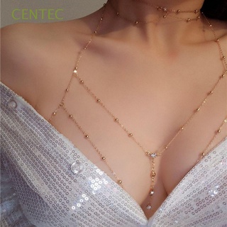 Image of CENTEC Fashion Ladies Breast Chain Adjustable Body Jewelry  Body Chain Party Decoration Hollow Bikini Metal Rhinestone Simple Necklace