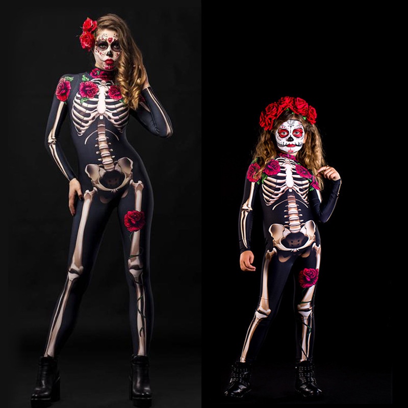 Mono Sexy De Mujer Cosplay Esqueleto Rosa Halloween Diablo Fantasma Specter Mameluco Fiesta Carnaval Rendimiento Disfraz De Miedo #4